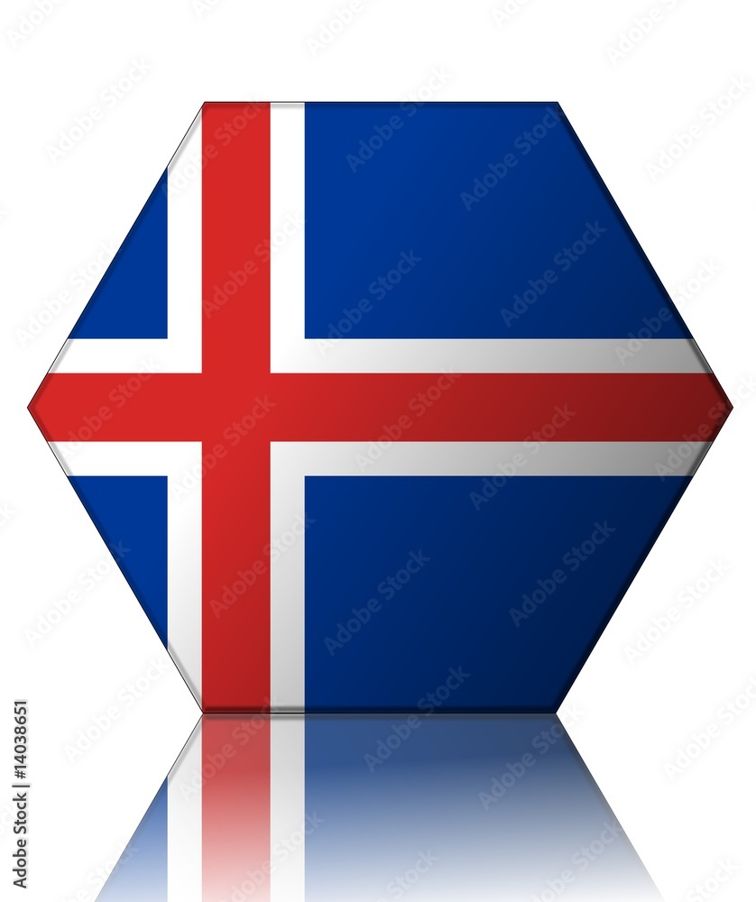 Obraz premium islande drapeau hexagone iceland flag
