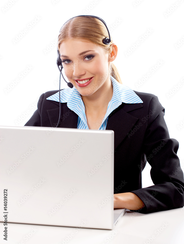 Portrait of Beautiful business woman with headphones Portrait of Beautiful business woman with headphones