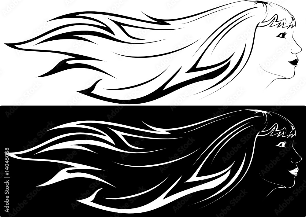 Obraz premium Vector. A series of images of young and beautiful girls.