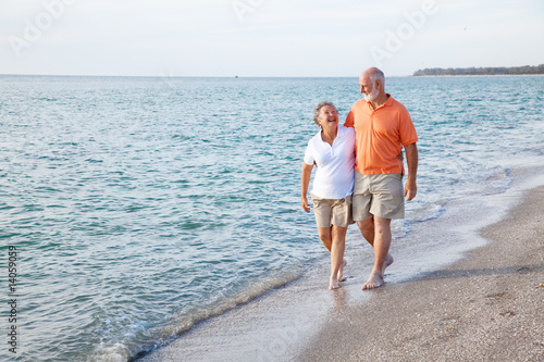 Seniors Walking on the Beach