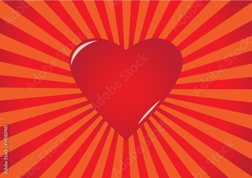Red heart on striped background
