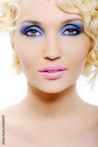Woman with blue make-up