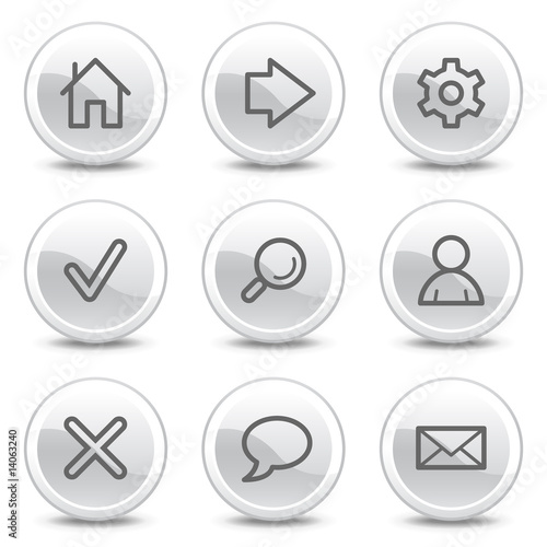 Basic web icons, white glossy circle buttons series