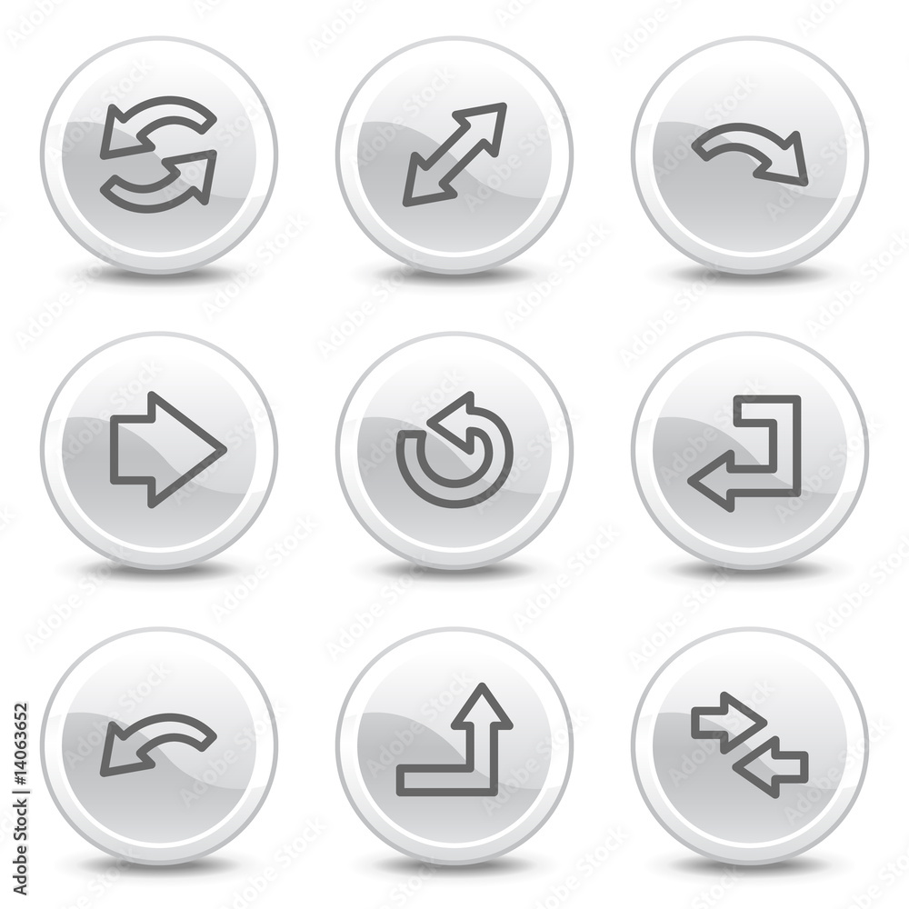 Arrows web icons, white glossy circle buttons series Arrows web icons, white glossy circle buttons series