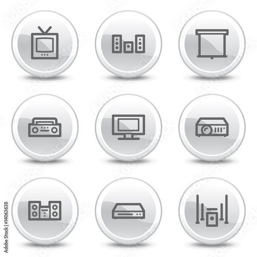 Audio video web icons, white glossy circle buttons series © Sergiy Timashov