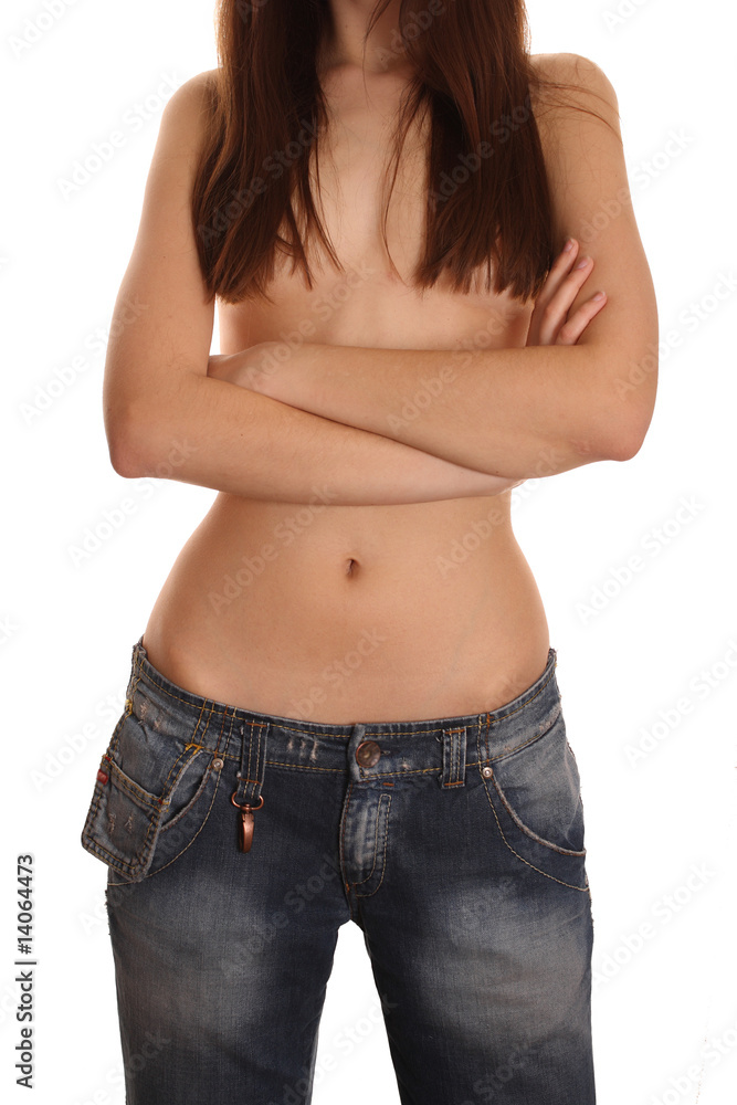 Naklejka premium slim grl with arms crossed