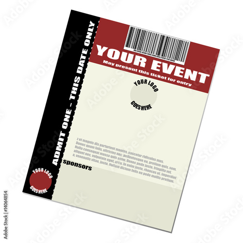 Ticket template isolated over white square background
