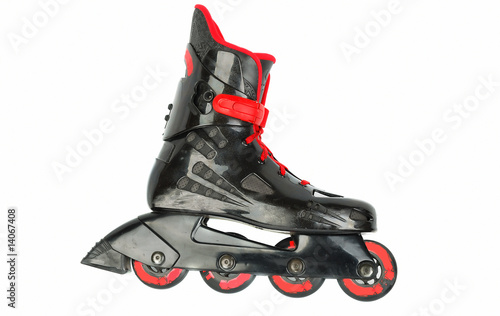 Black with red rollerskates isolated.