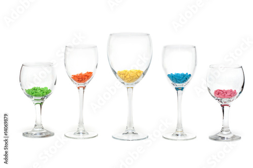 Glasses with colour sweetmeat