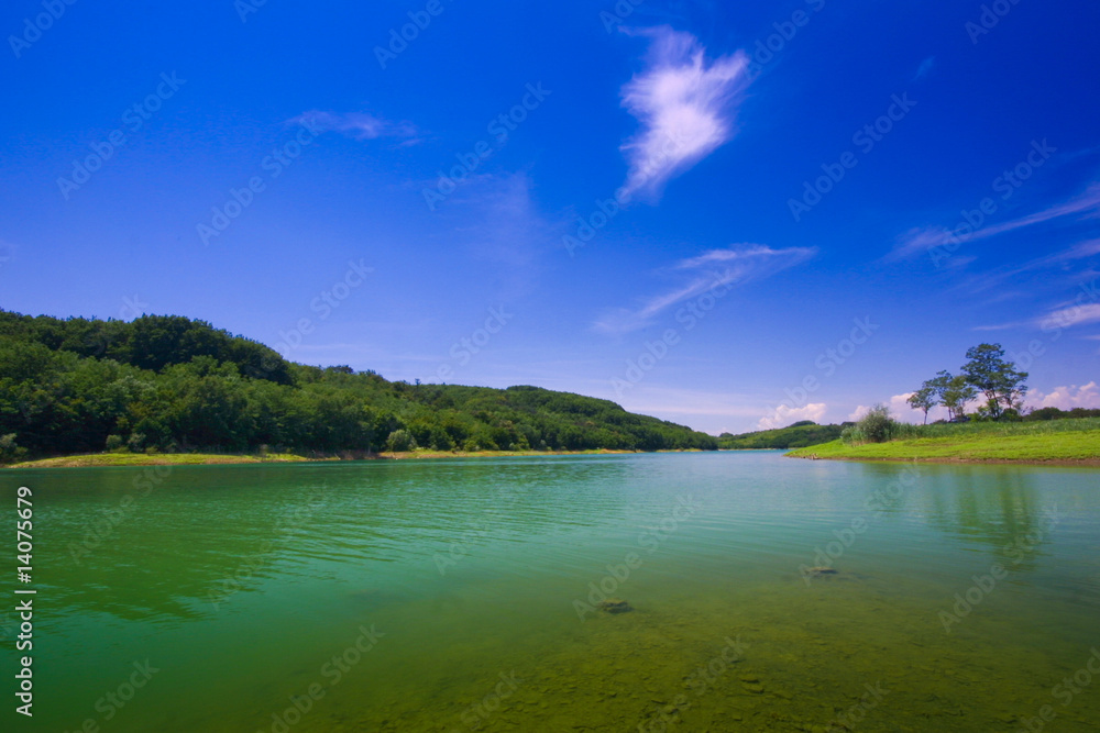 Lake with blue sky