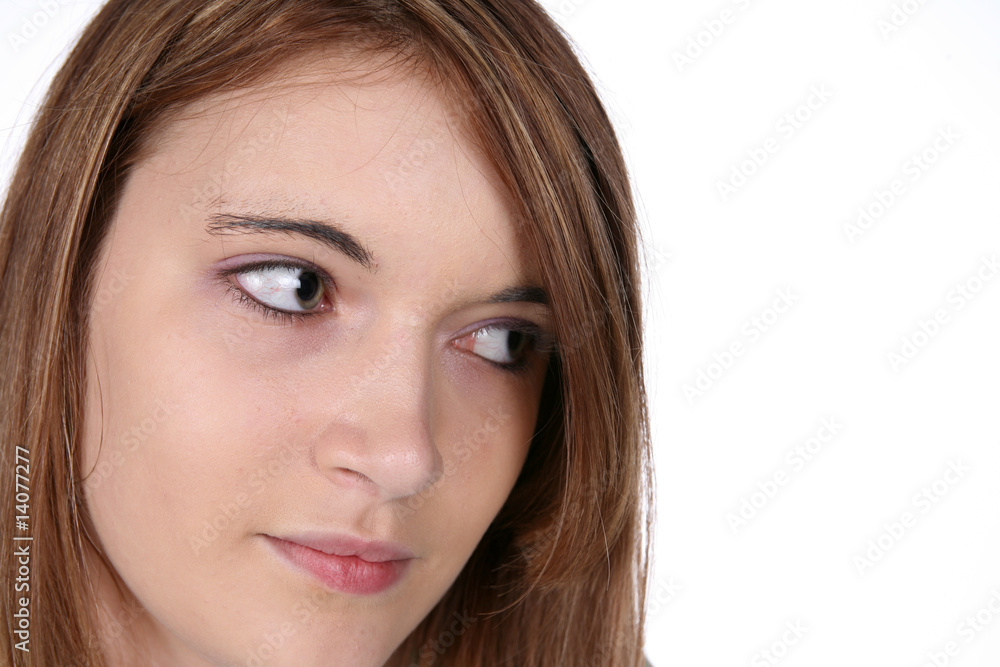 close up of pretty teenage girl's face close up of pretty teenage girl's face