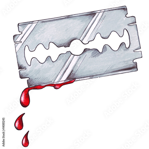 Rasierklinge mit Blut Stock Illustration | Adobe Stock