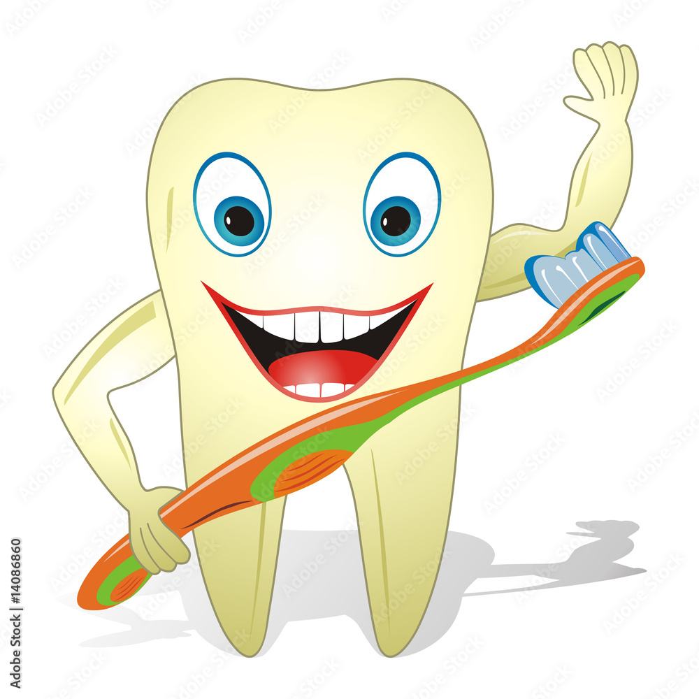 Happy Healthy Tooth With Toothbrush Happy Healthy Tooth With Toothbrush