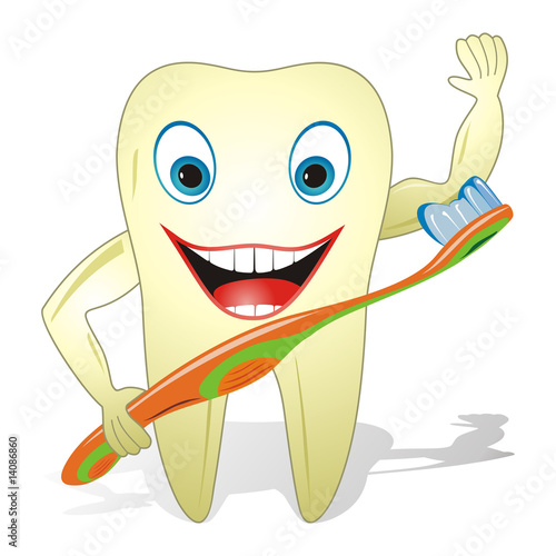 Happy Healthy Tooth With Toothbrush