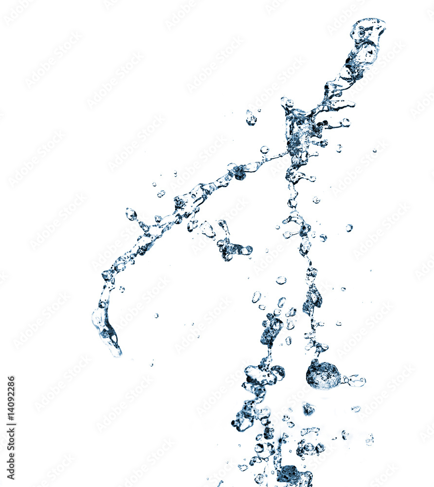 Stylish water splash. Isolated on white background