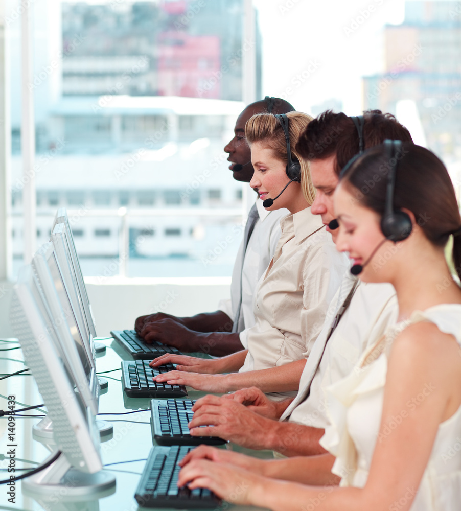 Young team working in a call centre Young team working in a call centre