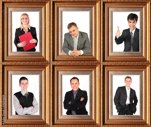 Framed portraits of successful bussinessmen. photo