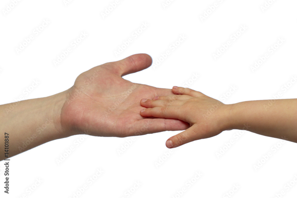 father and child handshake