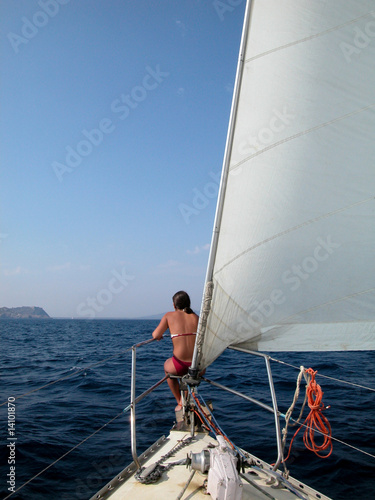 Woman on sailboat