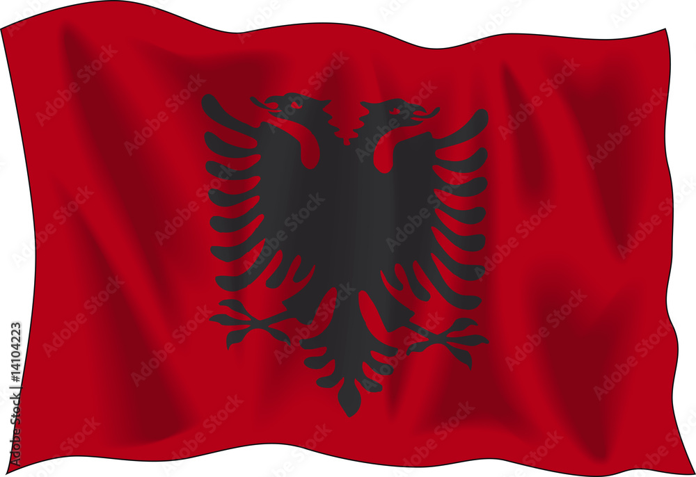 Waving flag of Albania isolated on white background Waving flag of Albania isolated on white background