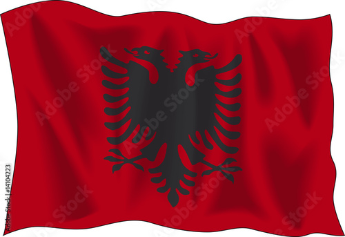 Waving flag of Albania isolated on white background