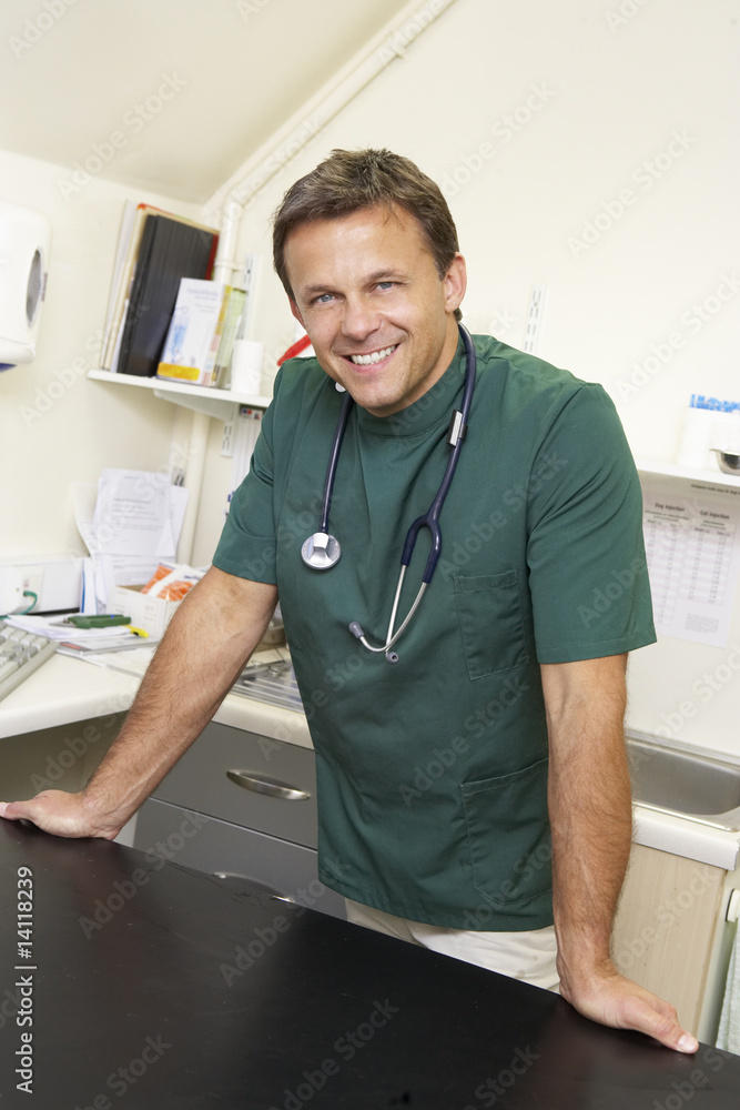 Portrait Of Male Vet In Surgery Portrait Of Male Vet In Surgery
