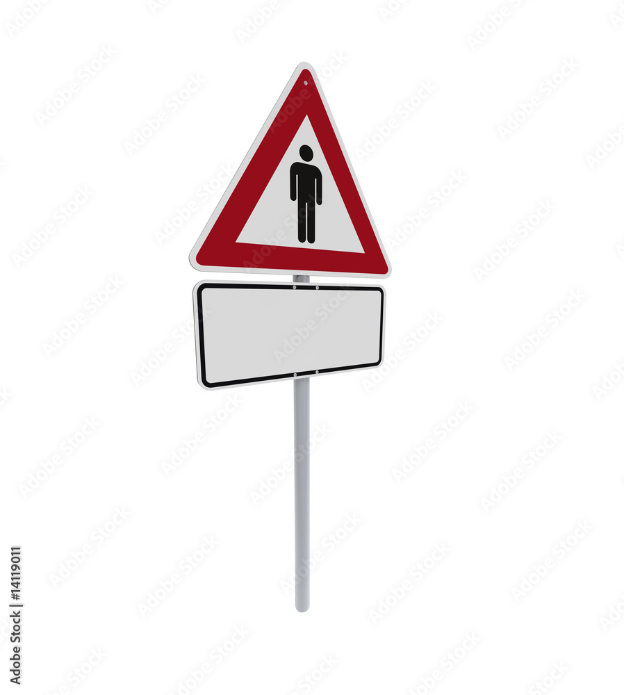 Verkehrsschild freigestellt mit Piktogramm Mann Verkehrsschild freigestellt mit Piktogramm Mann