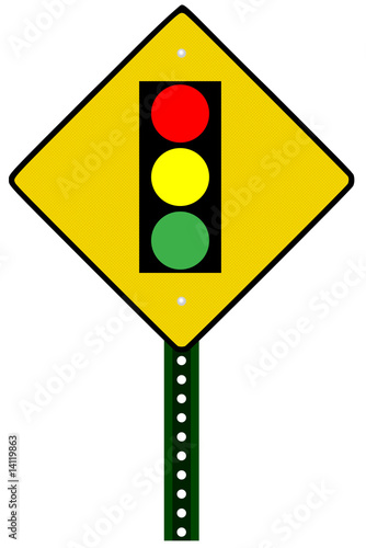Traffic light sign against white background