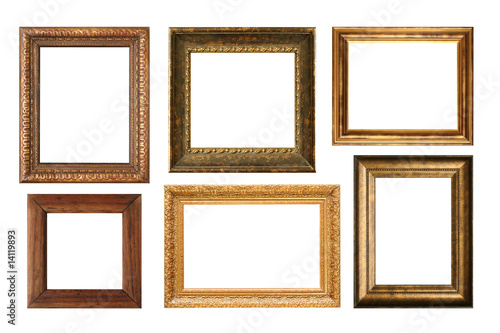 Genuinly antique frames isolated on white.