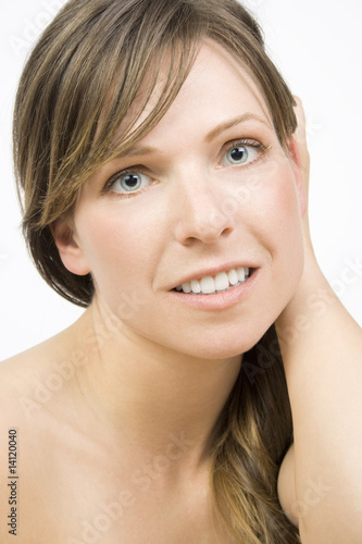 Young attractive  woman isolated on white background