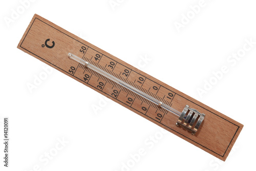 wooden thermometer isolated on white