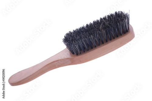 wooden clothes brush isolated on white