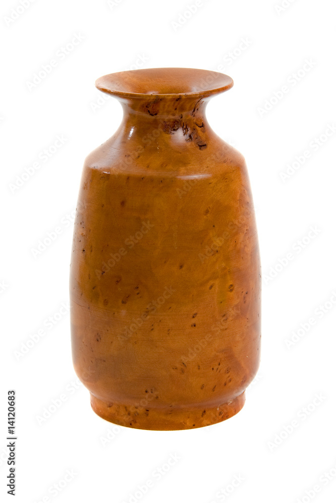 Wooden Vase over white Wooden Vase over white