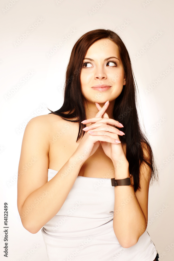 Girl looking at blank space - Close up portrait of a beautiful f Girl looking at blank space - Close up portrait of a beautiful f