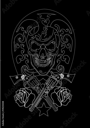 Piratentattoo auf Pistolen
