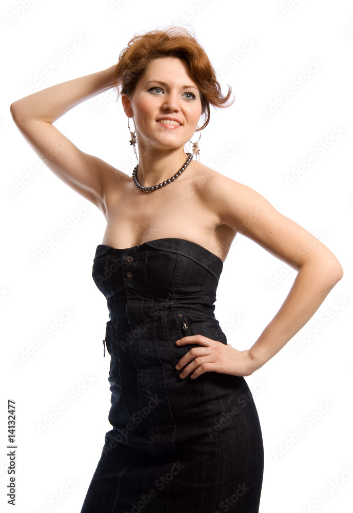 Smiling young woman in black dress Smiling young woman in black dress