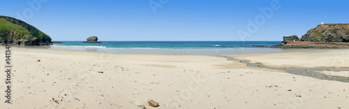 Panoramic view of Portreath beach in Cornwall, UK.