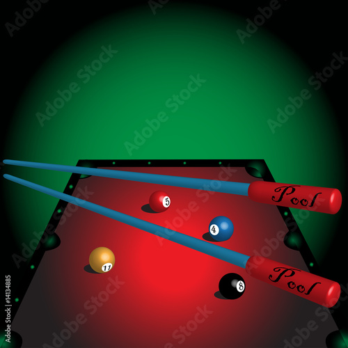 Pool table with colorful balls