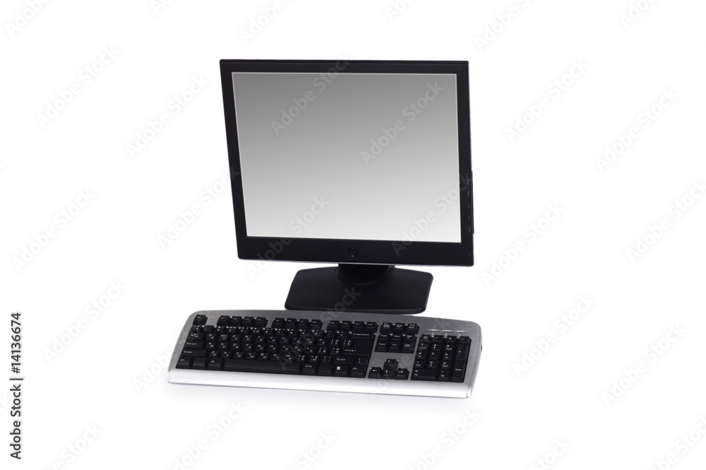 Computer with flat screen isolated on white Computer with flat screen isolated on white
