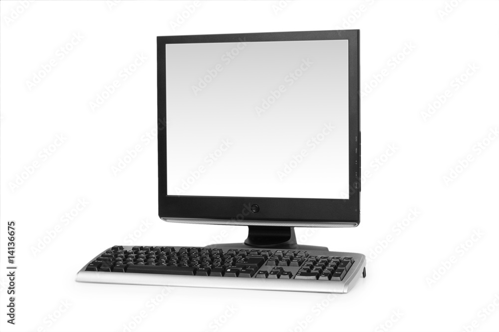 Computer with flat screen isolated on white Computer with flat screen isolated on white
