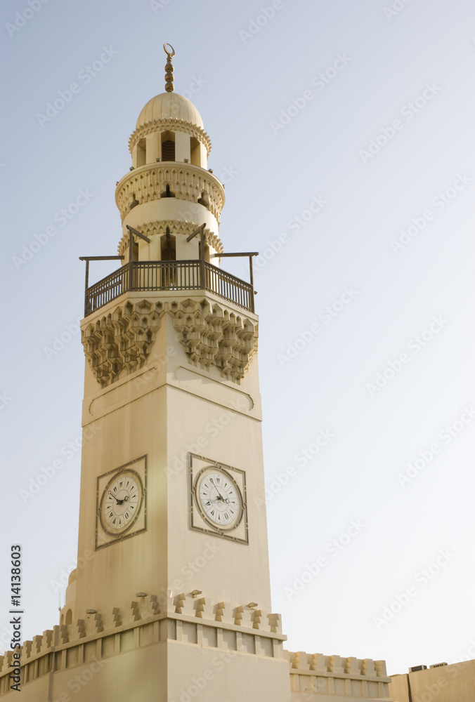 Fototapeta premium Mosque tower against clear sky