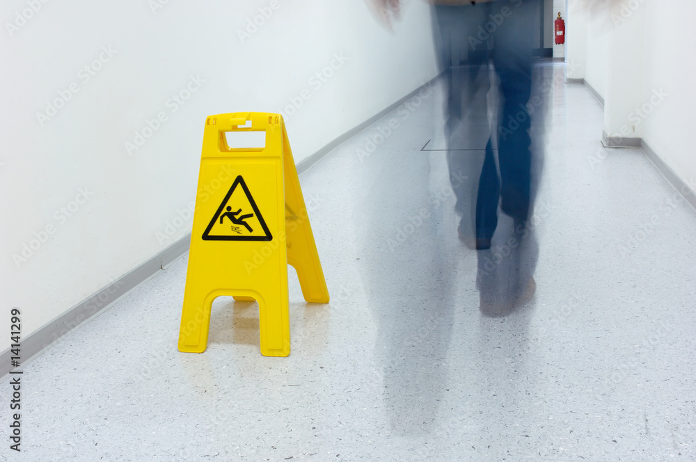 Fotografie Warnschild für glatten Fußboden