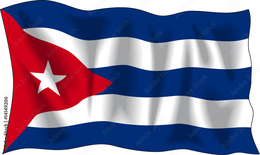 Waving flag of Cuba isolated on white