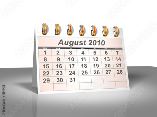 Desktop Calendar (3D). August, 2010.