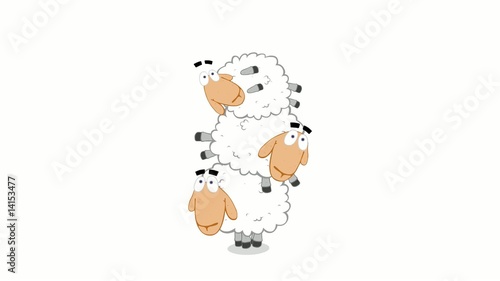 Three funny jumping Sheep