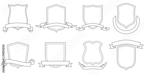 Set of vector emblems, crests, shields and scrolls