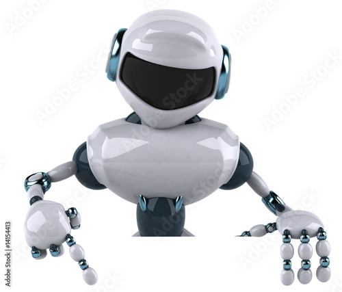 Obraz na płótnie Robot avec un panneau blanc