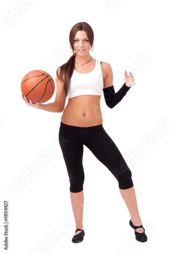 sportswoman with basketball