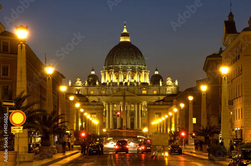 Rome - st. Peters cathedral and street in night © Renáta Sedmáková