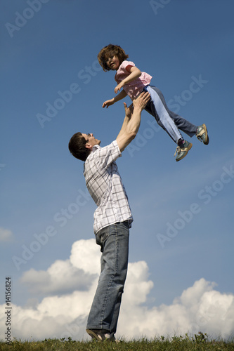 fun and love of father and child and the sky